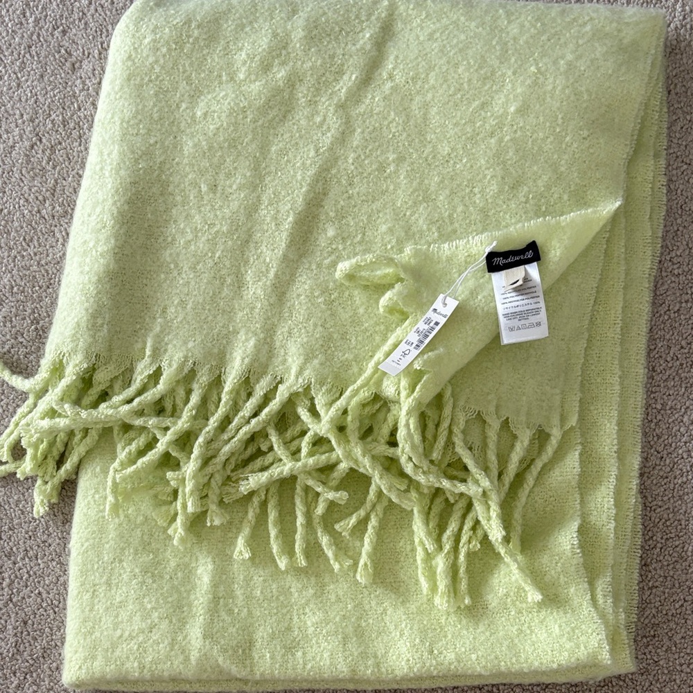 Madewell Light Green Fringe Scarf